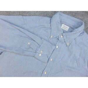 Stenstroms Button Down Shirt Mens XL Fitted Body Blue Solid Twill Super Cotton